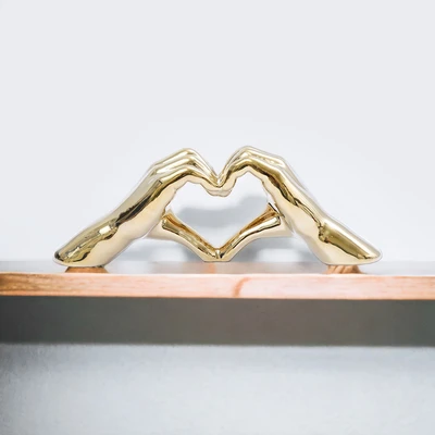 Gambar Informa Patung Miniatur Love Hand 11 cm - Gold Champagne
