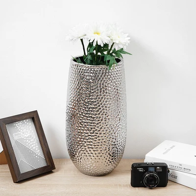 Gambar Informa Irish Vas Bunga Keramik 20x20x38 cm - Silver