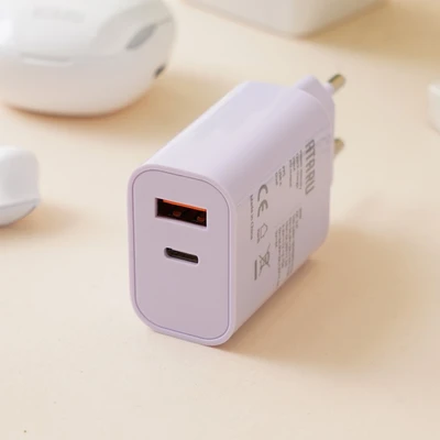 Gambar Ataru Kepala Charger Dual USB-A & USB-C 30 Watt - Ungu