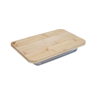Gambar Kris Loyang Kue Rectangle Dengan Tutup Bambu 28x17.7 cm Transparan