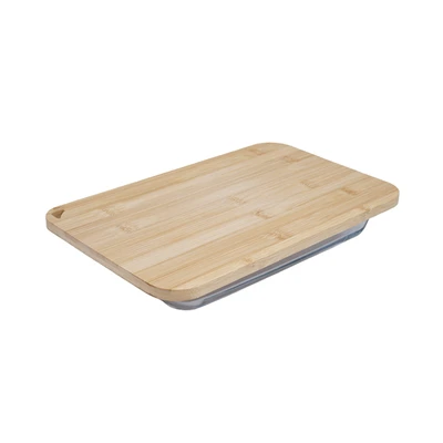 Gambar Kris Loyang Kue Rectangle Dengan Tutup Bambu 36.5x22.5 cm Transparan