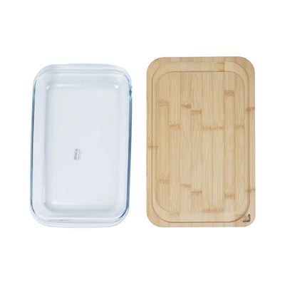 Gambar Kris Loyang Kue Rectangle Dengan Tutup Bambu 36.5x22.5 cm Transparan