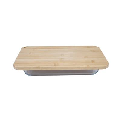 Gambar Kris Loyang Kue Rectangle Dengan Tutup Bambu 36.5x22.5 cm Transparan