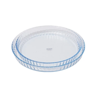 Gambar Kris & 1.5 Liter 2 Liter Piring Saji Pie Kaca Set 2 pcs Transparan