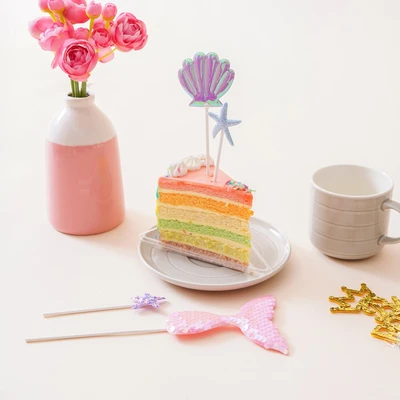 Gambar Ataru Topper Kue Plastik Mermaid Set 4 pcs - Mix