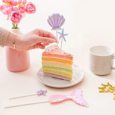 Gambar Ataru Topper Kue Plastik Mermaid Set 4 pcs - Mix