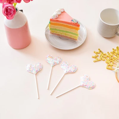 Gambar Ataru Topper Kue Plastik Sparkling Heart Set 4 pcs