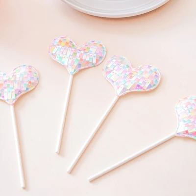 Gambar Ataru Topper Kue Plastik Sparkling Heart Set 4 pcs