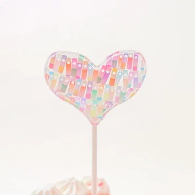 Gambar Ataru Topper Kue Plastik Sparkling Heart Set 4 pcs