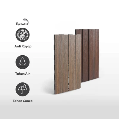 Gambar Rainbodeck Quick Deck Motif Kayu Teak 60x30 cm - Cokelat