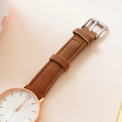 Gambar Ataru Jam Tangan Wanita Gold Pu Strap 2 - Cokelat