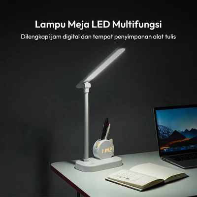 Gambar Informa Lampu Meja LED Dengan Jam Digital - Putih