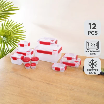 Gambar Kris Wadah Makanan Clip Lock Set 12 pcs - Merah