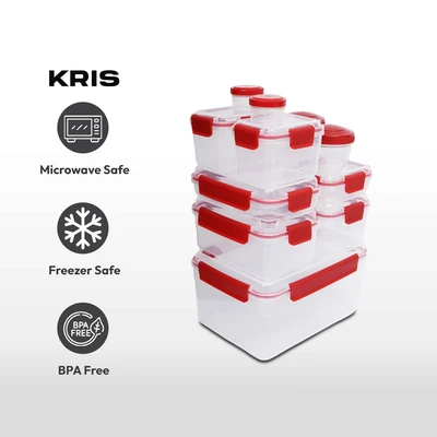 Gambar Kris Wadah Makanan Clip Lock Set 12 pcs - Merah