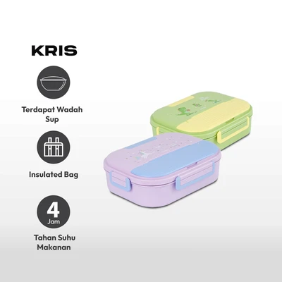 Gambar Kris 1.5 Ltr Kotak Makan 4 Sekat Dengan Soup Pot & Tas Unicorn