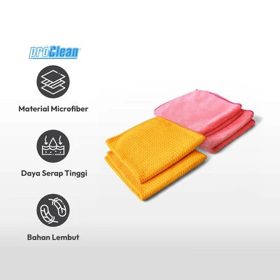 Gambar Proclean Set 2 Pcs Kain Lap Microfiber Checker - Oranye