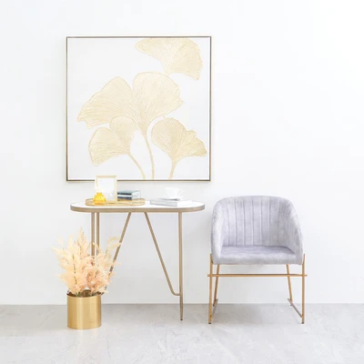 Gambar Informa Lukisan Kanvas Handmade Oil Paint Ginkgo 100x100 cm - Gold