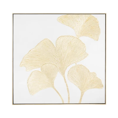 Gambar Informa Lukisan Kanvas Handmade Oil Paint Ginkgo 100x100 cm - Gold