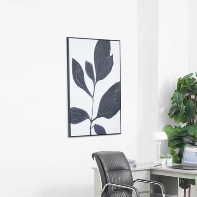 Gambar Informa Lukisan Kanvas Handmade & Print Black Leaf 80x120 cm - Mix