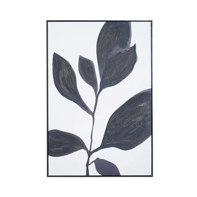Gambar Informa Lukisan Kanvas Handmade & Print Black Leaf 80x120 cm - Mix