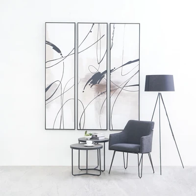 Gambar Informa Lukisan Kanvas Handmade & Print Abstract 50x178 cm Set 3 Pcs - Mix