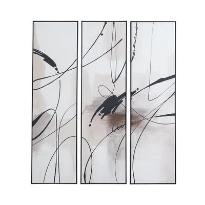 Gambar Informa Lukisan Kanvas Handmade & Print Abstract 50x178 cm Set 3 Pcs - Mix