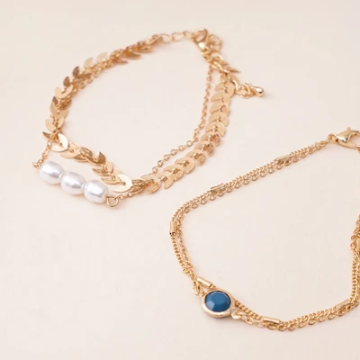 Gambar Ataru Gelang Wanita Set 2 pcs - Gold
