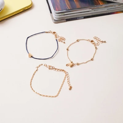 Gambar Ataru Gelang Wanita Hearts Set 3 pcs - Gold/Biru