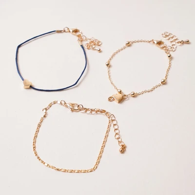 Gambar Ataru Gelang Wanita Hearts Set 3 pcs - Gold/Biru