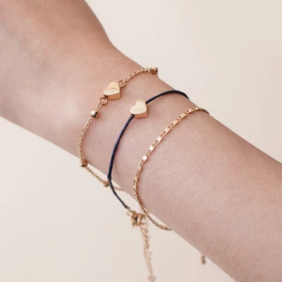 Gambar Ataru Gelang Wanita Hearts Set 3 pcs - Gold/Biru