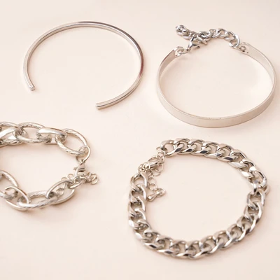 Gambar Ataru Gelang Wanita Set 4 pcs - Silver