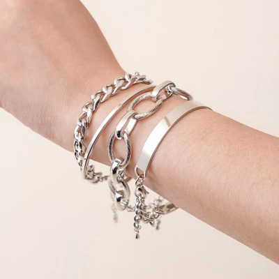 Gambar Ataru Gelang Wanita Set 4 pcs - Silver