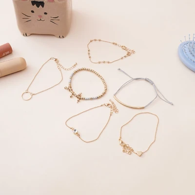 Gambar Ataru Gelang Wanita Circle Set 6 pcs - Gold