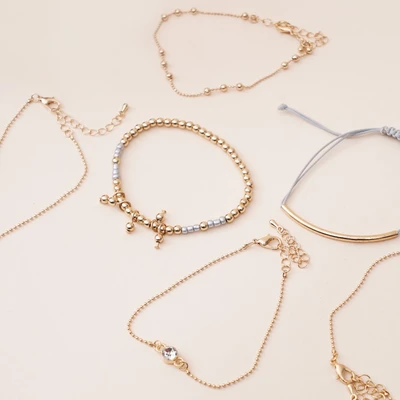 Gambar Ataru Gelang Wanita Circle Set 6 pcs - Gold