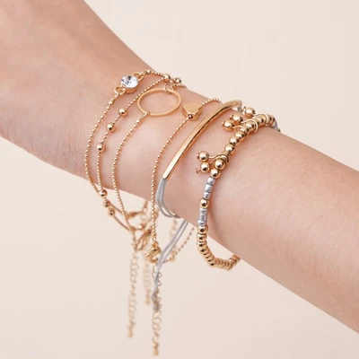 Gambar Ataru Gelang Wanita Circle Set 6 pcs - Gold