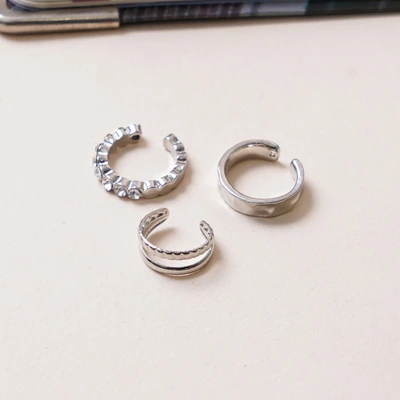 Gambar Ataru Set 3 Pcs Anting Jepit - Silver