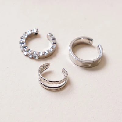 Gambar Ataru Set 3 Pcs Anting Jepit - Silver