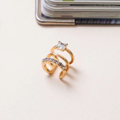 Gambar Ataru Anting Jepit Triple Line - Gold
