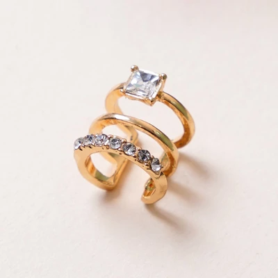 Gambar Ataru Anting Jepit Triple Line - Gold