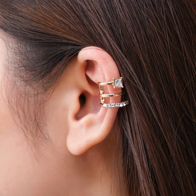 Gambar Ataru Anting Jepit Triple Line - Gold