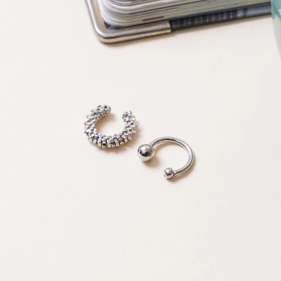 Gambar Ataru Set 2 Pcs Anting Jepit - Silver