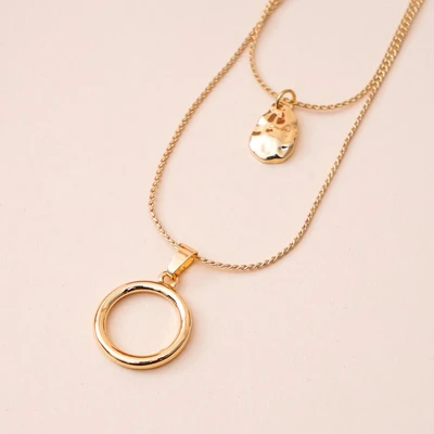 Gambar Ataru Kalung Wanita Double Dengan Circle - Gold