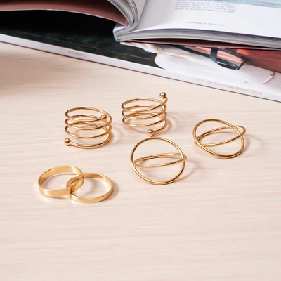 Gambar Ataru Cincin Wanita Cross Set 6 pcs - Gold
