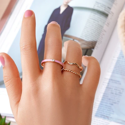 Gambar Ataru Cincin Wanita Set 6 pcs - Biru/Pink/Gold