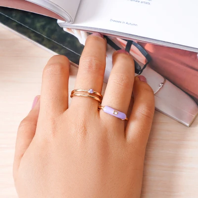 Gambar Ataru Cincin Wanita Set 5 pcs - Ungu/Gold