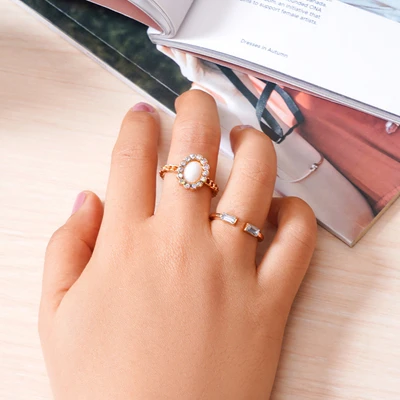 Gambar Ataru Cincin Wanita Set 5 pcs - Ungu/Gold