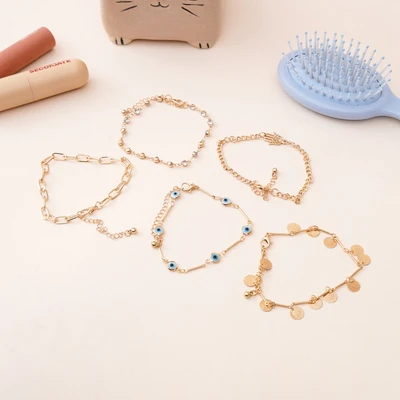 Gambar Ataru Gelang Wanita Hamsa Set 5 pcs - Gold