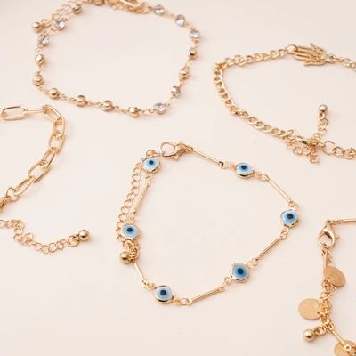 Gambar Ataru Gelang Wanita Hamsa Set 5 pcs - Gold