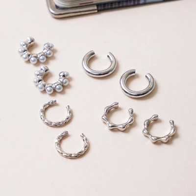Gambar Ataru Anting Jepit Set 8 pcs - Silver