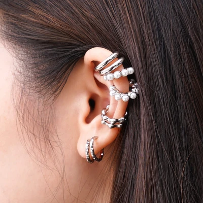 Gambar Ataru Anting Jepit Set 8 pcs - Silver
